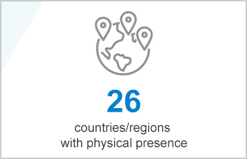 27 countries / regions with physical presence